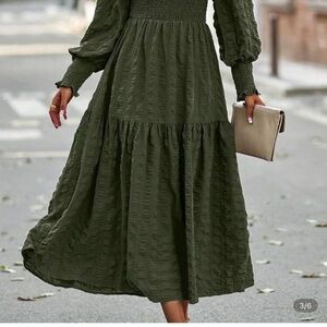 SHEIN Plus Olive Long Sleeve Maxi Dress